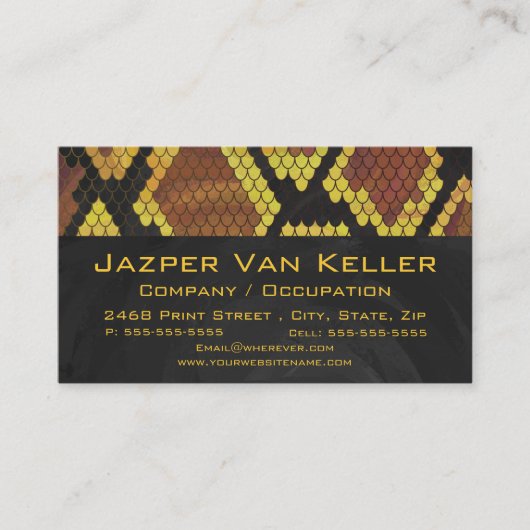 Druk van de Slang van het monogram de Bruine en Visitekaartje (Voorkant)