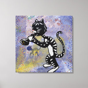 Druk van het Canvas van de jazz de Kat Verpakte Afdruk