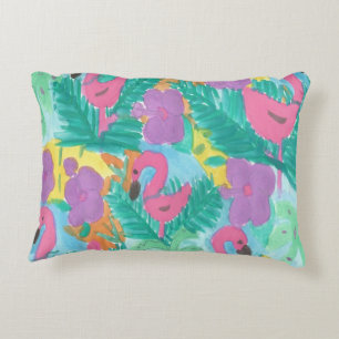 Druk van het Oerwoud van de flamingo de Tropische Decoratief Kussen