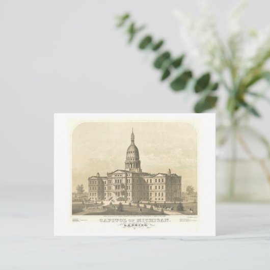 druk van State Capitol in Lansing, Mich Briefkaart (Staand voorkant)