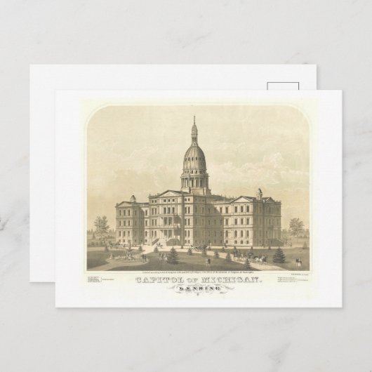  druk van State Capitol in Lansing, Mich Briefkaart (Voorkant / Achterkant)