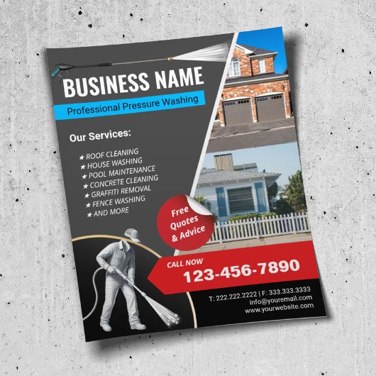 Druk wassen huis reiniging power wasmachine flyer