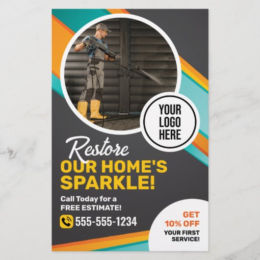 Druk wassen huis schoonmaken Power Wash Service Flyer (Voorkant)