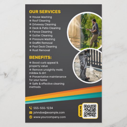 Druk wassen huis schoonmaken Power Wash Service Flyer (Achterkant)