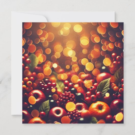 Drukbare Herfst Oogst Fruit Bokeh Scrapbook Kaart (Voorkant)
