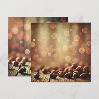 Drukbare Herfst Rustic Wood & Acorn Bokeh Scrapboo Kaart