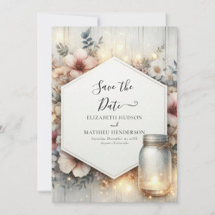Drukbare Rustic Mason Jar Wedding Save The Date