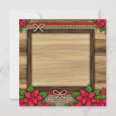 Drukbare Rustieke Houten Poinsettia Lijst Scrapboo Kaart (Voorkant)
