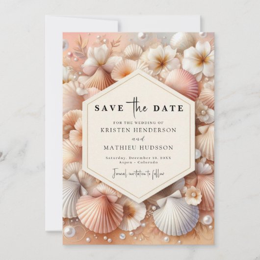 Drukbare rustieke strand bruiloft save the date (Voorkant)