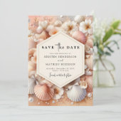 Drukbare rustieke strand bruiloft save the date (Staand voorkant)