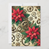 Drukbare Steampunk Cogs and Gears met Poinsettia Kaart (Voorkant)