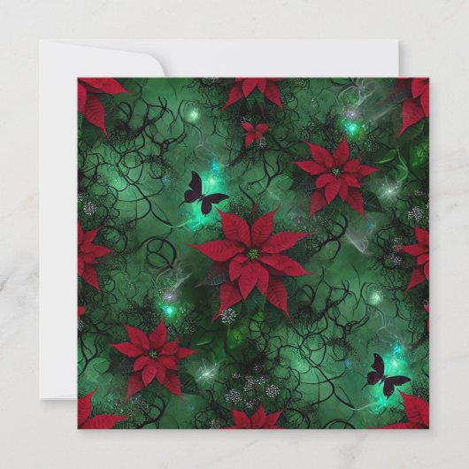 Drukbare Witchy Magic Forest Poinsettia Scrapbook Kaart (Voorkant)