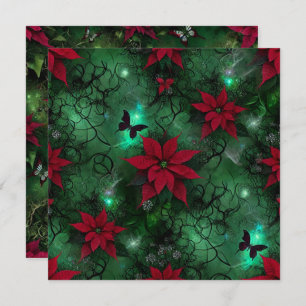 Drukbare Witchy Magic Forest Poinsettia Scrapbook Kaart