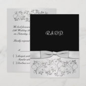 DRUKBLAUW zwart, zilveren RSVP-kaart RSVP Kaartje (Voorkant / Achterkant)