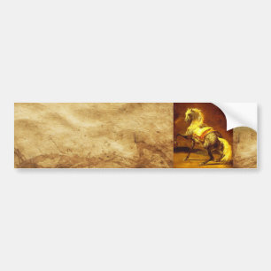 DRUKHOORSE, bruine goudgeel Bumpersticker