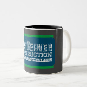 Drukke Bever Bouw Wit Gfx Blauwgroen Groen BG Tweekleurige Koffiemok