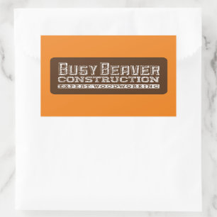 Drukke Beverconstructie Wit Gfx Bruin Sinaasappel  Rechthoekige Sticker