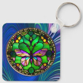 Drukke Butterfly gepersonaliseerde Sleutelhanger (Achterkant)