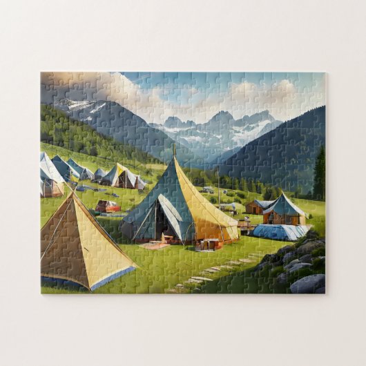 Drukke camping Easy Brain Art Puzzel Foto Puzzels (Horizontaal)