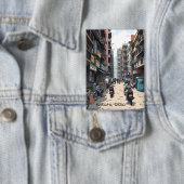 Drukke straat van het centrum van Kolkata, India Button (Insitu)