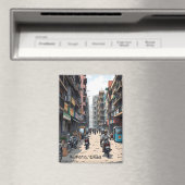 Drukke straat van het centrum van Kolkata, India Magneet (Insitu (Vaatwasser))