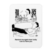 Drukke vrouw terwijl de ijdele echtgenoot rust. gr magneet (Verticaal)