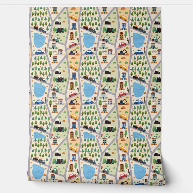 Drukke wegen Kinder Behang (Afrollen)