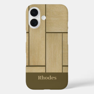 Drukken van bruin hout tegel iPhone 16 hoesje