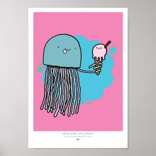 Drukken van kwallen en ijs, A4 (PINK ACHTERGROND) Poster (Voorkant)