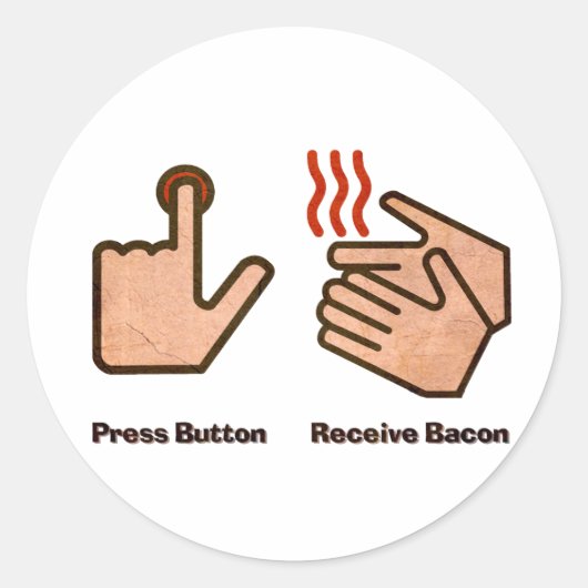 Drukknop Ontvang Bacon Ronde Sticker (Voorkant)
