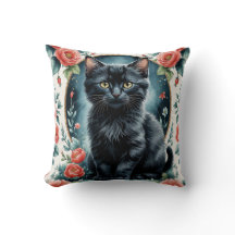Drukknop Print Vintage Chaton Black en Pivoines