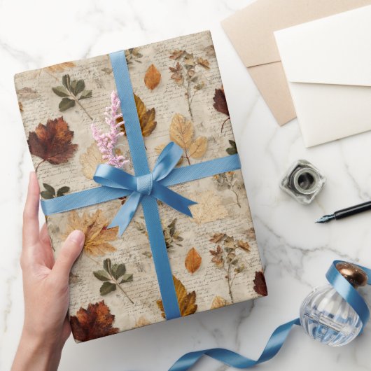Drukpersen bladeren & script wikkelen papier rol (Geschenken)