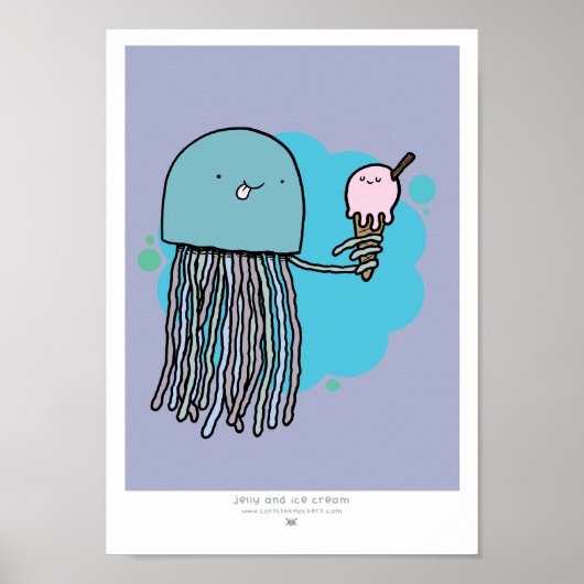 Drukt lila achtergrond af op kwallen en ijs A4 Poster (Voorkant)