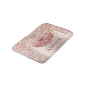Drukt Roos Roze Blush Glitter Name Monogram Makeup Badmat (Gekanteld)