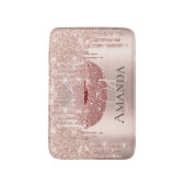 Drukt Roos Roze Blush Glitter Name Monogram Makeup Badmat (Voorkant Verticaal)