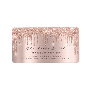 Drukt RSVP Roze Rose Gold Sparkly Glitter Makeup Etiket