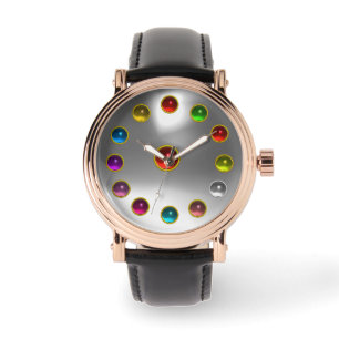 DRUKTE 3D RODE RUBY EN KLORFUL GEMSTONES HORLOGE