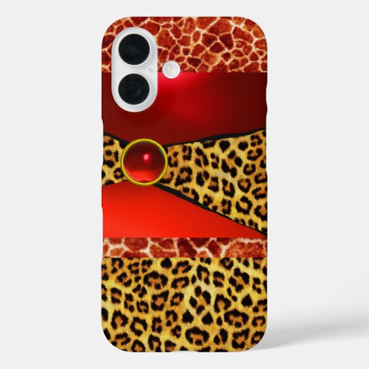 DRUKTE GIRAFFE LEOPARD HUID ROOD RUBY GEMSTONE Case-Mate iPhone CASE (Achterkant)