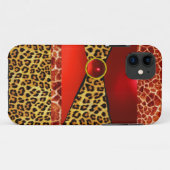DRUKTE GIRAFFE LEOPARD HUID ROOD RUBY GEMSTONE Case-Mate iPhone CASE (Achterkant (horizontaal))