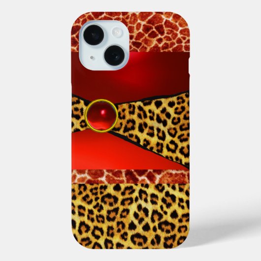 DRUKTE GIRAFFE LEOPARD HUID ROOD RUBY GEMSTONE Case-Mate iPhone CASE (Achterkant)