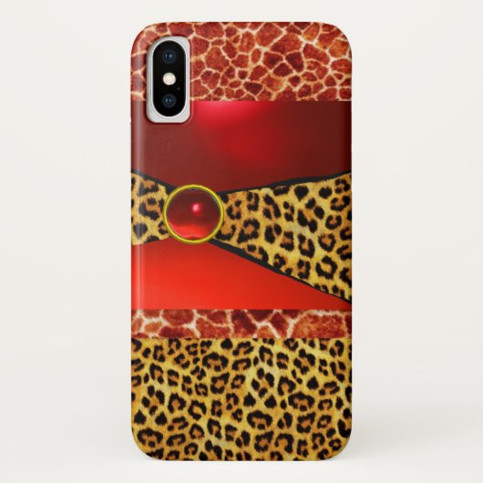 DRUKTE GIRAFFE LEOPARD HUID ROOD RUBY GEMSTONE Case-Mate iPhone CASE (Achterkant)