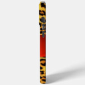 DRUKTE LEOPARD FUR RED RUBY GEMSTONE MONOGRAM, Case-Mate iPhone CASE (Achterkant / Links)