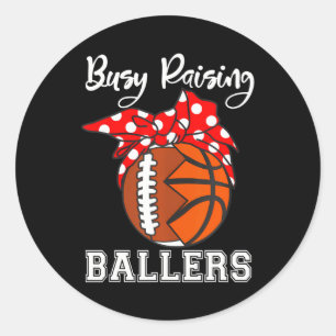 Drukte opvoeden Ballers Grappig Football Basketbal Ronde Sticker
