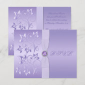 DRUKTE RIBBON Lavender Floral Jeweled RSVP-kaart RSVP Kaartje (Voorkant / Achterkant)
