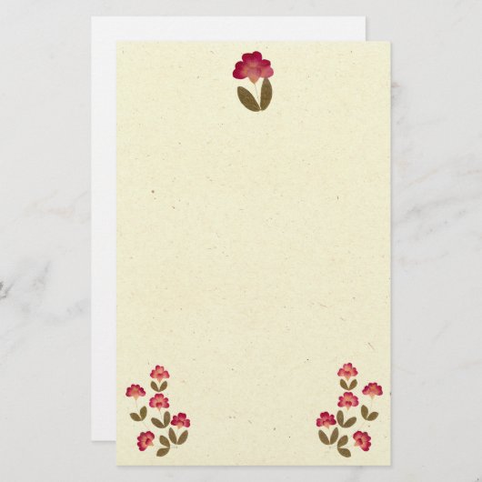 Drukvulling op lichtroze buis briefpapier (Voorkant / Achterkant)