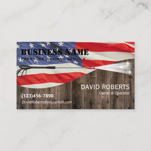 Drukwasvermogen reinigen Patriottisch hout Visitekaartje (Voorkant)