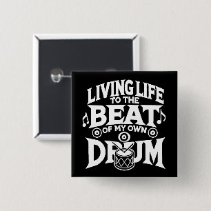 Drum Beat Vierkante Button 5,1 Cm