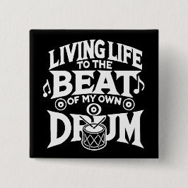 Drum Beat Vierkante Button 5,1 Cm