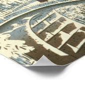 Drum bridge and Setting Sun Hill at Meguro Poster (Hoek)