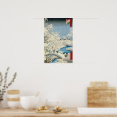 Drum bridge and Setting Sun Hill at Meguro Poster (Keuken)